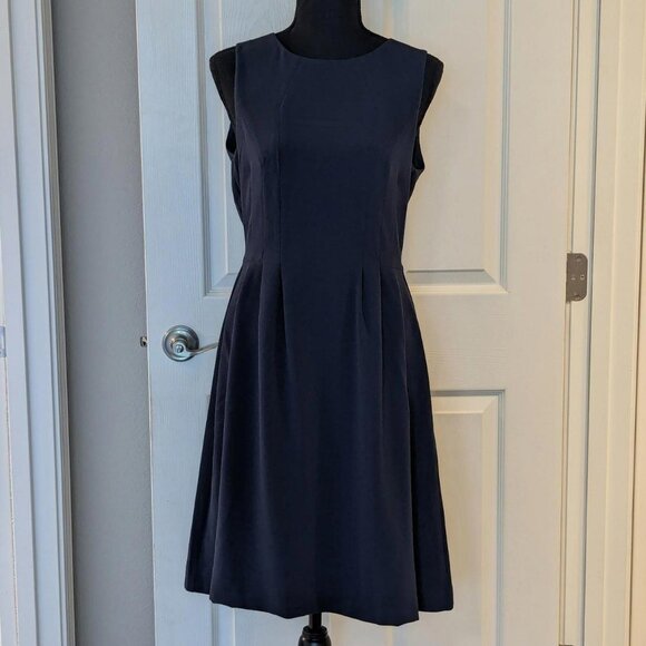 H&M Navy Blue Women's A Line‎ Midi Pleated Dress - Picture 1 of 7